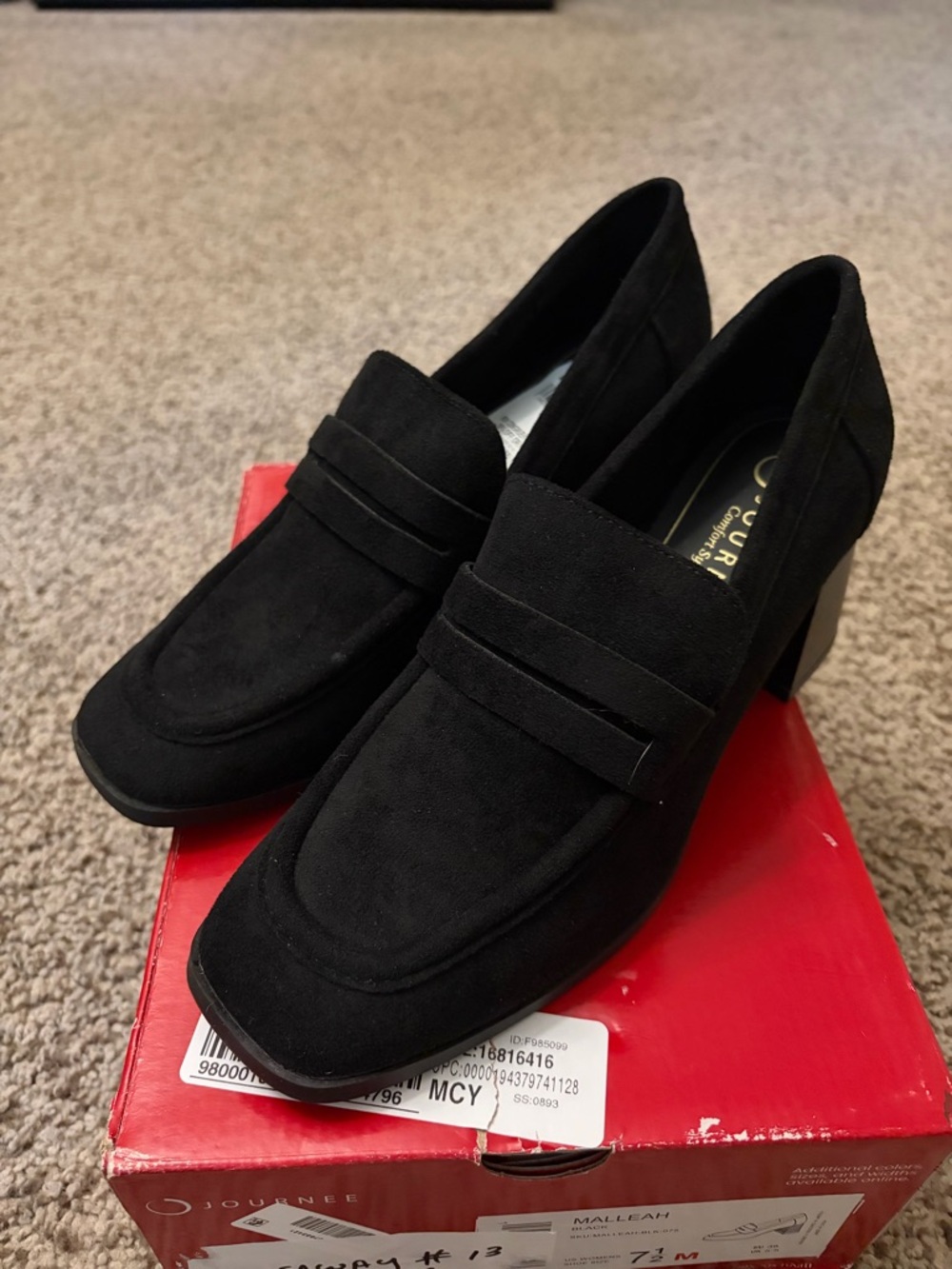 Journee Collection black suede loafers Size US 7.5 NIB